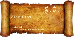 Zier Dina névjegykártya